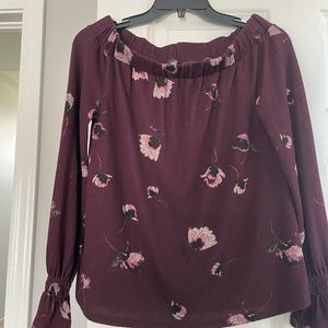 Maurice’s off the shoulder top burgundy with pink size Xs